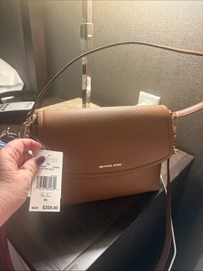 Michael Kors Cognac Pebbled Leather Crossbody with Gold Hardware